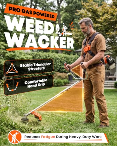 52cc Gas Weed Eater, 4-in-1 Brush Cutter, Orange Silver - color: Orange Silver