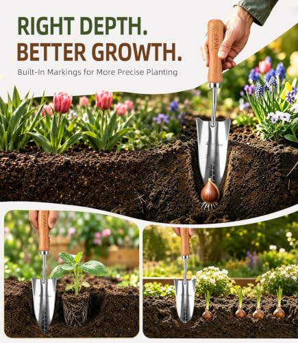 Heavy Duty Transplant Trowel with Inch and Centimeter Depth Markings