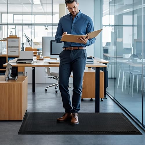 Anti Fatigue Mat 2x7 Ft 15/16" Thick Soft Sponge Ergonomic Mat - size: 83.9"L x 23.6"W x 0.9"Th