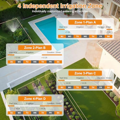 Smart WiFi Sprinkler Timer 4 Zone, Irrigation Controller for Garden Hose - style: 4 Outlet