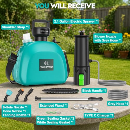2-in-1 Mist Sprayer Compatible with EGO Leaf Blower, 2.1 Gal, No Blower - color: Green