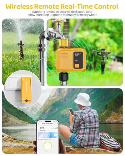WiFi Water Timer 1 Zone for Garden Hose | Smart Hose Sprinkler Timer with 984ft RF Range, APP/Voice Control, Rain Delay, Automatic/Manual Irrigation - size: 1 Pc