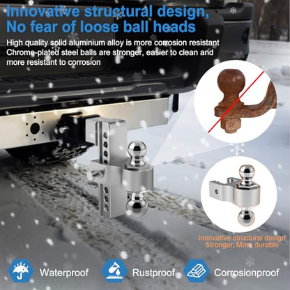 Drop Hitch (for 2.5 Inch Receiver), 8in Adjustable Trailer Hitch