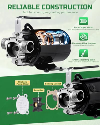 1/10HP Water Transfer Pump, Electric Utility Pump w/ 2x 6ft Garden Hose Kit