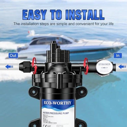 ECO-WORTHY RV Water Pump 12Volt 3.5GPM 50PSI 12V Fresh Diaphragm Pump with Pressure Switch and Self-Priming for RV Yacht Garden Sprayer Food Truck - color: Black 2