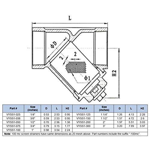 3/8" Stainless Steel Y-Strainer - 800WOG, FxF NPT - size: 3/8 Inch