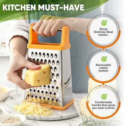 Spring Chef Stainless Steel XL Cheese Grater for Kitchen, Mango - color: Mango