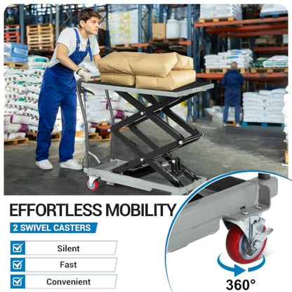 Garvee Hydraulic Lift Table Cart, 770 LBS Capacity 50" Lifting Height, Grey - color: Gray