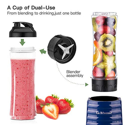 La Reveuse Personal Size Blender for Protein Shakes and Smoothies, Navy - color: Navy
