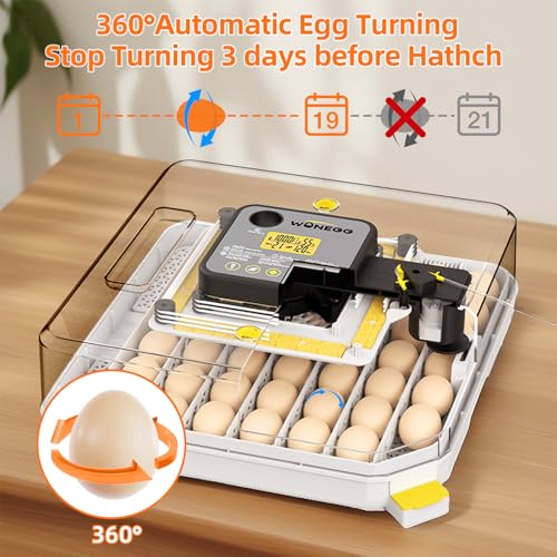 Incubators for Hatching Eggs, 48 Egg Incubator with Automatic Egg Turning and Humidity Control, Incubator for Chicken Eggs with Temperature Control, Egg Candler, External Water Bottle Refill