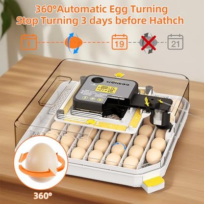 Incubators for Hatching Eggs, 48 Egg Incubator with Automatic Egg Turning and Humidity Control, Incubator for Chicken Eggs with Temperature Control, Egg Candler, External Water Bottle Refill