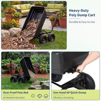 Garden Dump Cart 1200LB Heavy Duty - size: 1200LBS