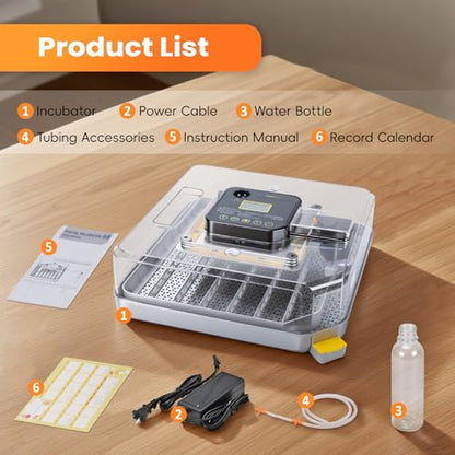 48 Incubators for Hatching Eggs, Egg Incubator with Automatic Egg Turning and Humidity Control, Temp Control, Egg Candler, Auto Water Refilling, Incubator for Chicken Eggs, Duck and Quail Eggs