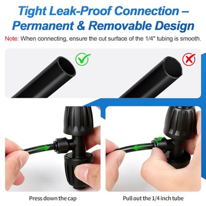 6 Pack 1/2" To 1/4" Drip Irrigation Fittings, 1/2 Inch (1/2" ID x 0.6-0.65" OD) Drip Line to 1/4 Inch Irrigation Tubing Adapter Anti-Drop Quick Connect Reducer 3 Way Tee Connectors - size: 1/2" to 1/4" (3 Way) Reducer-6P
