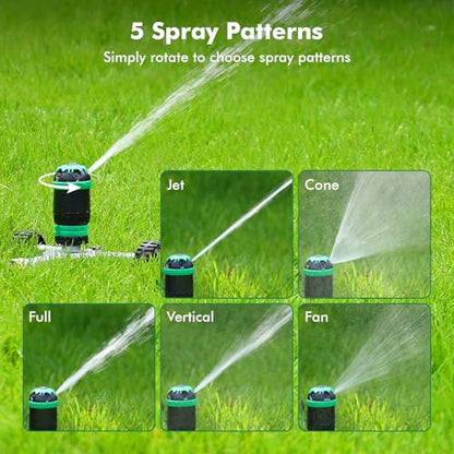 RESTMO Gear Drive Sprinkler with Metal Wheeled Base,Portable Lawn Sprinkler