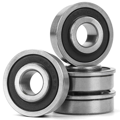 GICOOL 1/2" Deep Groove Ball Bearing, 13x35x13mm Bore Sealed Flanged Steel Bearings Replacement for Wheelbarrow, Lawn Mower, Hand Truck, Garden Cart Tire and Wheels, 4 Pack - size: ID 1/2" x OD 1-3/8"