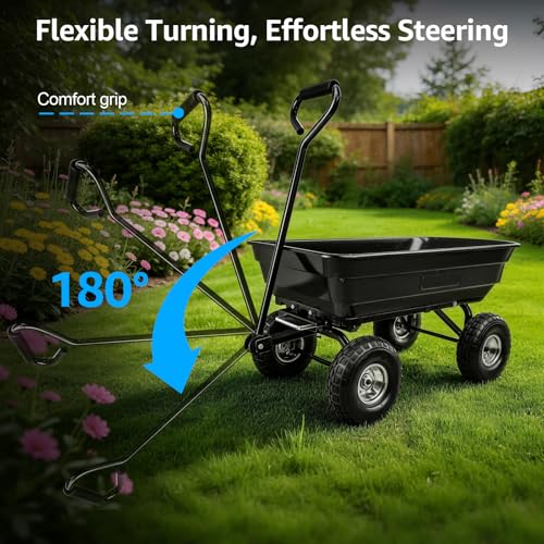Garden Dump Cart Heavy-Duty 660lbs Utility Wagon for Beach