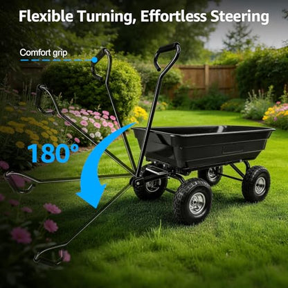 Garden Dump Cart Heavy-Duty 660lbs Utility Wagon for Beach