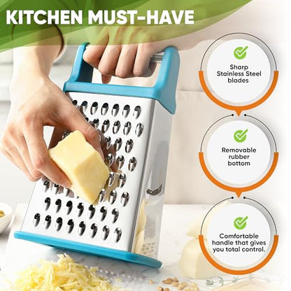 Spring Chef Stainless Steel XL Cheese Grater for Kitchen, Teal - color: Teal