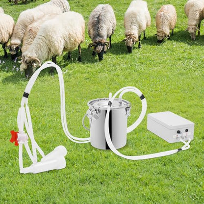 Cow Goat Milking Machine, 3L Electric Pulsation Vacuum Milker & Auto Stop