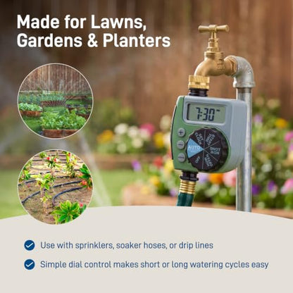 Orbit One Outlet Single-Dial Hose Faucet Timer - Easy Programmable - For Garden Watering System - LCD Hose Timer with Adjustable Watering Schedule - 62056 - size: Single