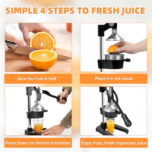 Cast Iron Manual Citrus Juicer, Heavy Duty Orange Juicer Hand Press