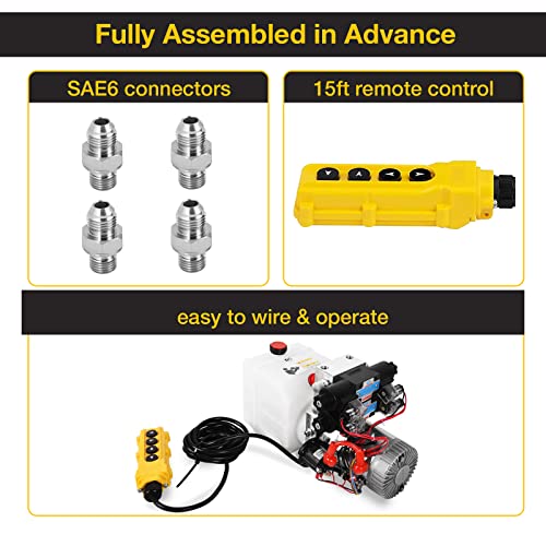 4.5 Quart Hydraulic Power Unit 12V DC Double Acting Double Solenoid Electric Trailer Pump for Dump Trailer Car Lifting