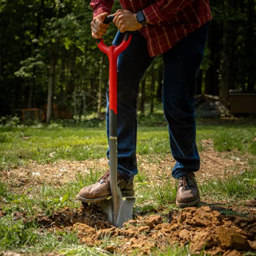 Root Slayer 22211 Round Head Digging Shovel for Landscaping, Red - style: Round Head XL