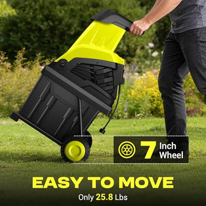 SILVEL Wood Chipper Shredder, 1800W Cutting Diameter of 1.77 inch with 10 Gallon Large Collection Bin, 15-Amp Electric Wood Chipper Shredder for Fast Cleanup, Ideal for Branches, Garden Cleaning,Green - size: Green
