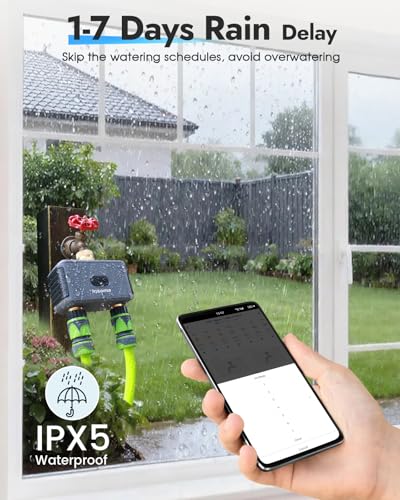 Insoma 2-Zone WiFi Water Timer Brass Inlet Outlet, Smart Sprinkler Timer, No-Gateway 2.4GHz, APP Remote Control WiFi Hose Timers, Voice Control with Alexa, Rain Delay and Manual Mode for Lawn Watering - size: 2 Zone-Brass-WiFi