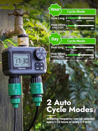Insoma 2-Zone Water Timer for Garden Hose, Brass Inlet Sprinkler Timer - size: 2 Zone-Brass Inlet