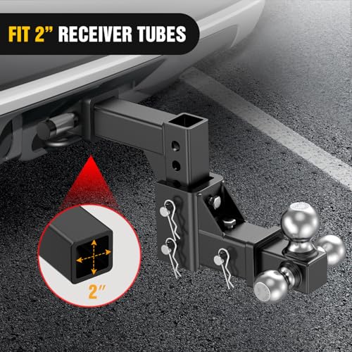 Nilight Trailer Hitch Tri-Ball Mount Fits 2'' Receiver - size: 1-7/8''Ball &2''Ball& 2-5/16''Ball