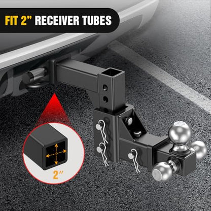 Nilight Trailer Hitch Tri-Ball Mount Fits 2'' Receiver - size: 1-7/8''Ball &2''Ball& 2-5/16''Ball