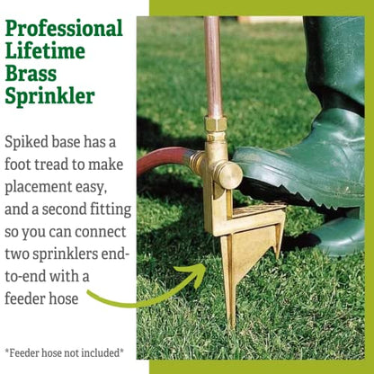 Gardener's Supply Company Hi-Rise Lifetime Sprinkler - 50" H | Heavy-Duty All Steel & Brass Construction, 360 Degree Spray, For Lawn Garden & Landscape Watering
