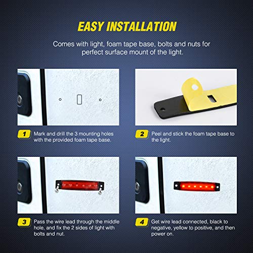 Nilight 3.8 Inch 6 LED Red Trailer Side Marker Lights,10 Pack - color: 3.8" Red 10Pcs