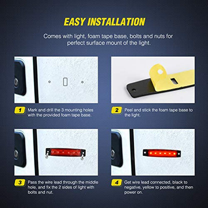 Nilight 3.8 Inch 6 LED Red Trailer Side Marker Lights,10 Pack - color: 3.8" Red 10Pcs