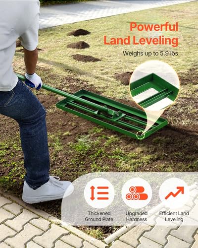 VEVOR Lawn Leveling Rake, 30"x10" Level Lawn Tool, Heavy-Duty Lawn Leveler with 78" Steel Extended Handle, Yard Leveling Rake Suit for Garden, Golf Lawn, Farm - size: 30x10in (without Roller)