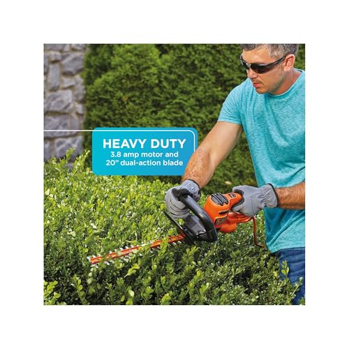 BLACK+DECKER Hedge Trimmer with Saw, 20-Inch, Lightweight and Compact Design, Full Wraparound Handle, Corded (BEHTS300)