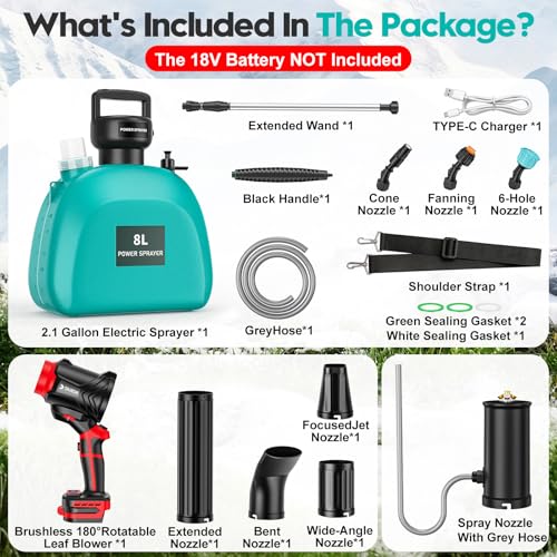 3-in-1 Mist Blower Sprayer Compatible for Milwaukee 18V Battery - color: Red Blue