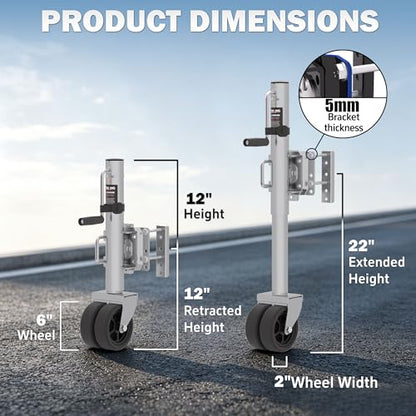 2000 lbs Upgraded Boat Trailer Jack,10" Lift, Bolt On Trailer Jack - color: Silver