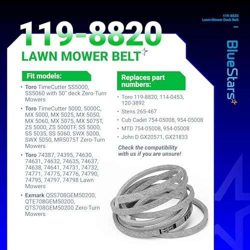 BlueStars 119-8820 Mower Drive Deck V-Belt | Aramid Cord | 1/2" x 141.5" - size: 119-8820, style: Aramid Cord