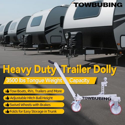Trailer Mover Dolly, 3,500 lb Tongue Weight Capacity, for RV, Boat, Motorcycle, Jetski (2 in Ball) (2 in Ball) - size: 2 In Ball