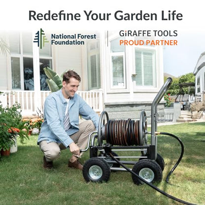 Giraffe Tools Garden Hose Reel Cart with Wheels,250FT 5/8" Hose Capacity