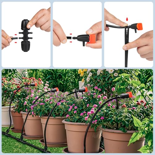 1/4" Drip Irrigation Drippers with Support Stakes, 25 Set - color: 25set Drippers with Support Stakes