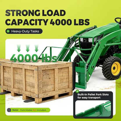 ALMULOO Hitch Attachment Plate, 50" Pallet Fork Frame Compatible with John Deere Tractors and Loaders 2" Receiver Hitch Skid Steer Receiver