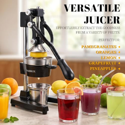 Manual Cast Iron Lemon Squeezer, Black Citrus Juicer - color: Black