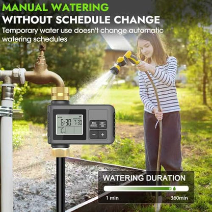 120FT Drip Irrigation System with Smart Water Timer - size: 120Ft Brass Fitting with Timer