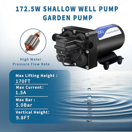 RV Fresh Water Pump 110V Water High Pressure Increase Booster Pump for Home Irrigation 5.5GPM 75PSI Marine Boat Washdown Pump Diaphragm on Demand Water Pump for Yard Garden Camp Yacht - style: 110V 5.5GPM 75PSI