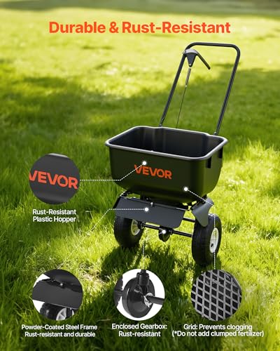 VEVOR Push Lawn Spreader 80 lbs Capacity Walk-Behind Broadcast Spreader
