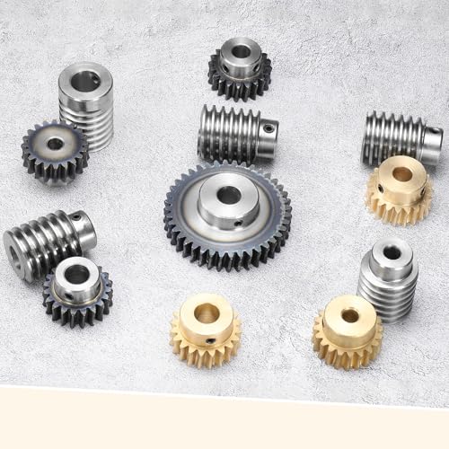 uxcell Worm Gear Set 20T 1.5 Module 20:1 Reduction Rate, Right Rotation Drive Gear Box Wheel Reduce Transmission Part (Brass Gear-10mm Bore, #45 Steel Rod 12mm Bore) - size: 10mm x 12mm